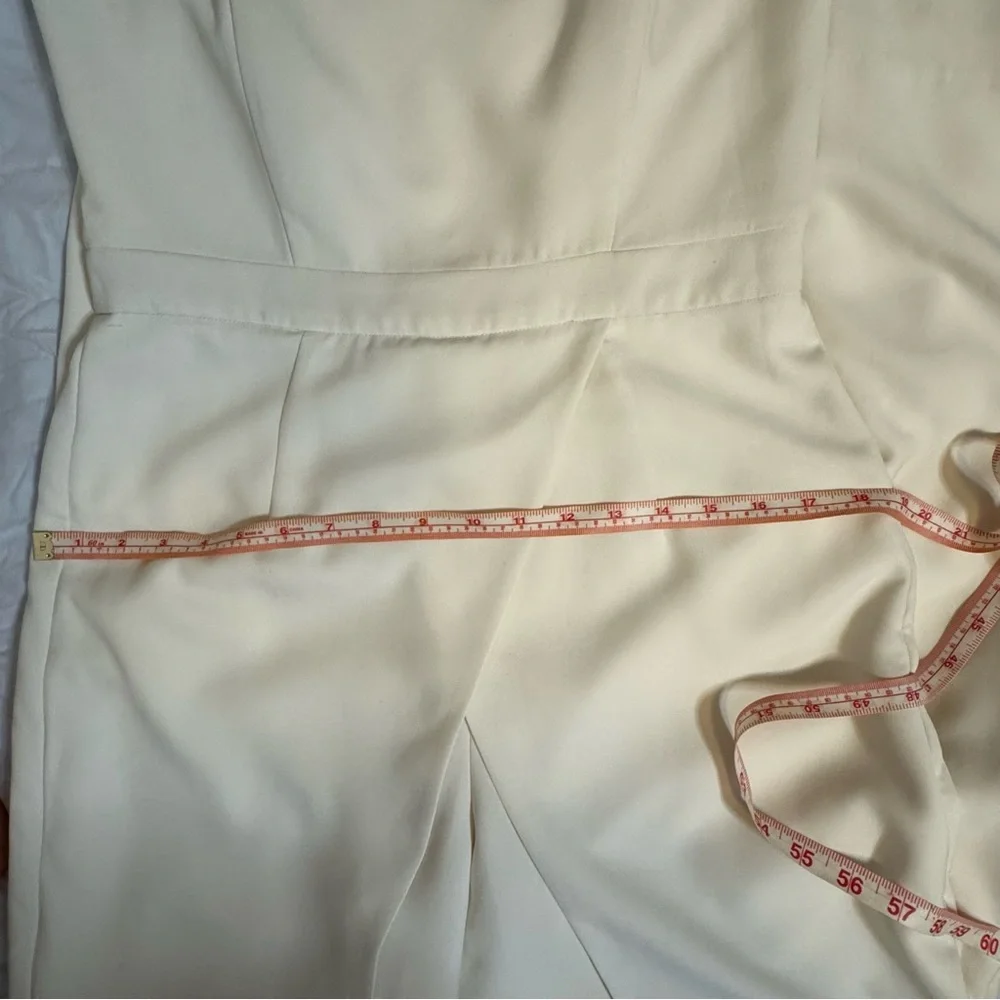 WHBM Convertible Strapless Split-Leg Jumpsuit in Ivory Size 8 - Picture 8 of 8